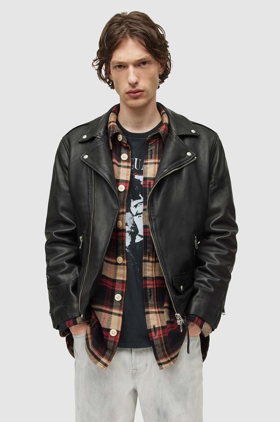 AllSaints - Kurtka skórzana MILO BIKER bez kaptura czarny ML025N