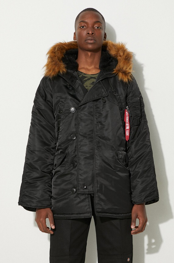 Jakna Alpha Industries N3B s toplom postavom crna 100106.03