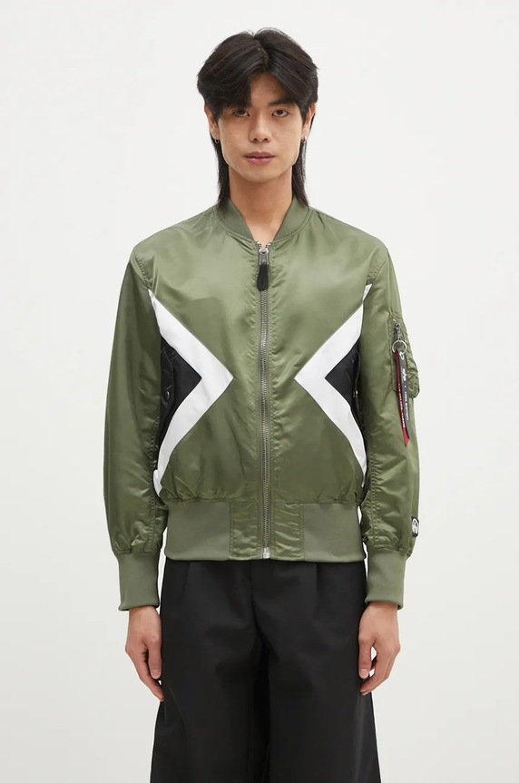 Яке бомбър с две лица Alpha Industries x Neil Barrett MA-1 106120 01 без изолация зелен 106120.01