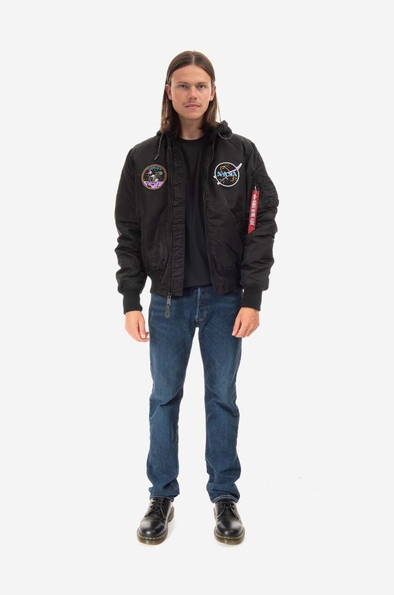 Alpha Industries bomber jacket MA-1 VF Hood Dark Side 108108.03 black AA00