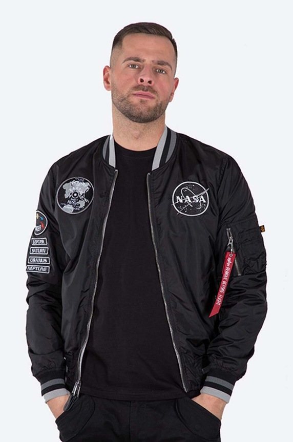 Obojstranná bunda bomber Alpha Industries MA-1 Nasa Voyager Reversible 116105 03 prechodné čierna 116105.03