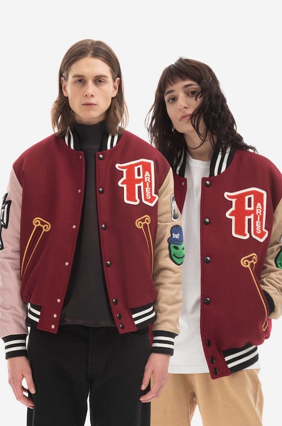 Aries bomber jacket oversize maroon AR70200