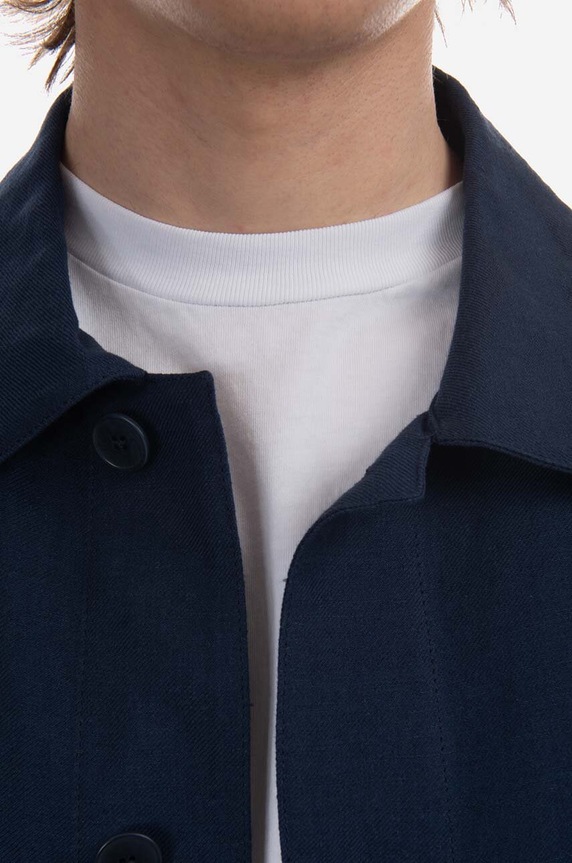 Ľanový kabát A.P.C. Veste Kerlouan LIAEO.H03053 tmavomodrá AA00