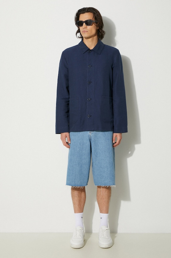 Lanena jakna A.P.C. Veste Kerlouan LIAEO.H03053 mornarsko plava AA00