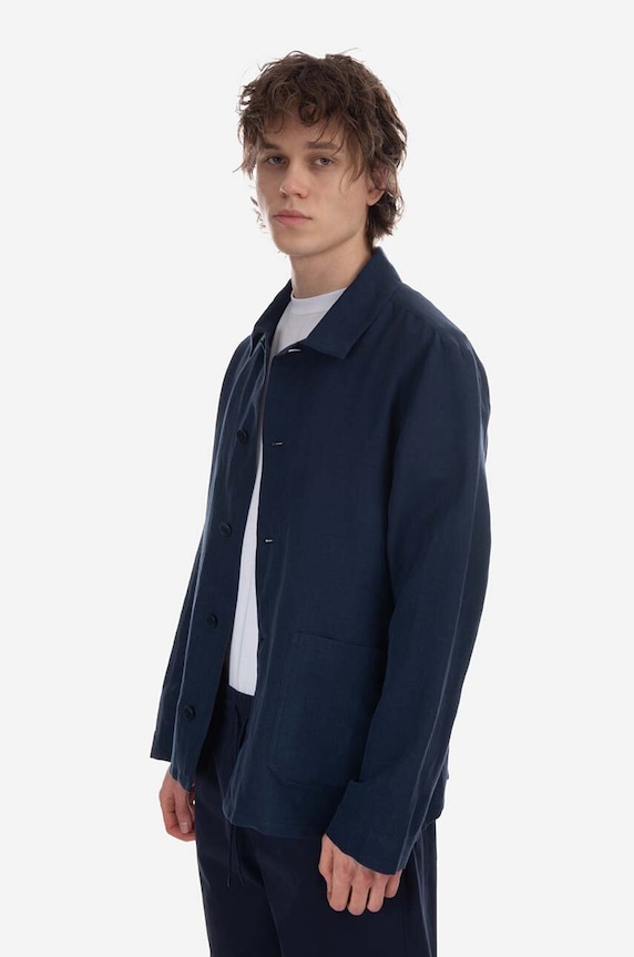 Oblečenie Ľanový kabát A.P.C. Veste Kerlouan LIAEO.H03053 tmavomodrá