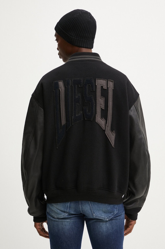 Vunena bomber jakna Diesel L-NYMAN vuna crna A14414.0LHAL