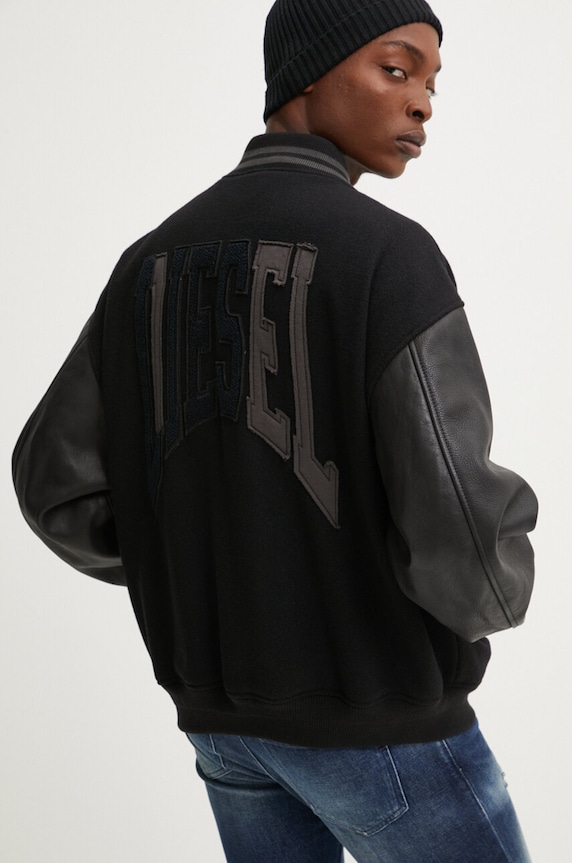 Vunena bomber jakna Diesel L-NYMAN crna A14414.0LHAL