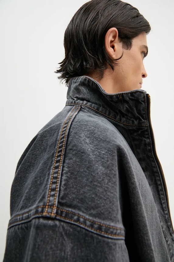 Τζιν μπουφάν Y/Project EVERGREEN PINCHED LOGO DENIM WINDBREAKER 207JA002 γκρί