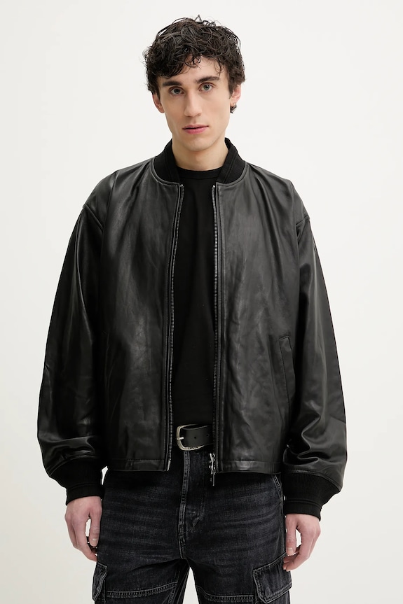 Diesel giacca in pelle stile bomber L-KHAT JACKET nero A16865.0PFAH