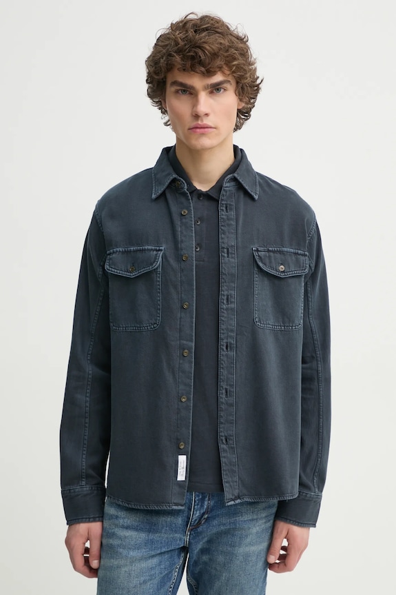 Košeľa Rag & Bone káro tmavomodrá MED24S0004ZDMI