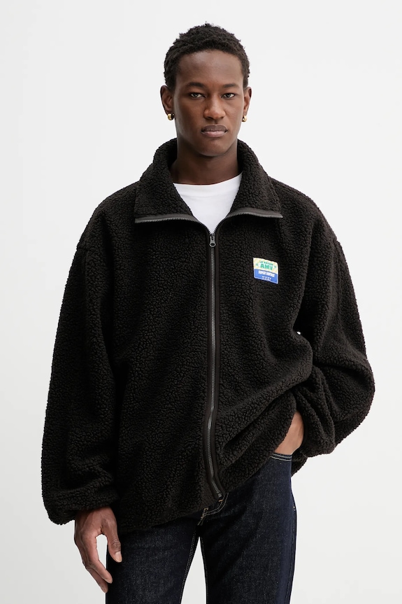 American Vintage hanorac fleece imprimeu maro MHOK17A