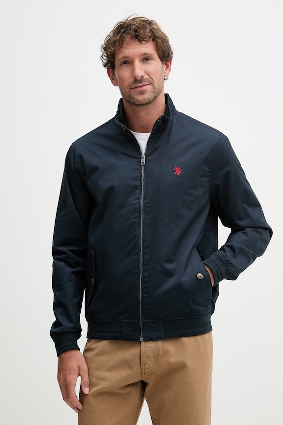 U.S. Polo Assn. prechodná bunda pánska bavlnená Harrington tmavomodrá MUP3260