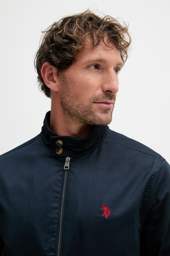 U.S. Polo Assn. prechodná bunda pánska bavlnená Harrington tmavomodrá MUP3260