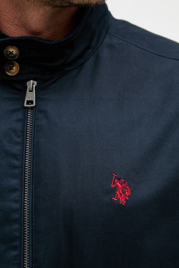 U.S. Polo Assn. prechodná bunda pánska bavlnená Harrington MUP3260 tmavomodrá