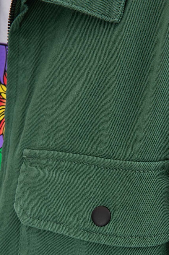 PLEASURES denim jacket green P22F029