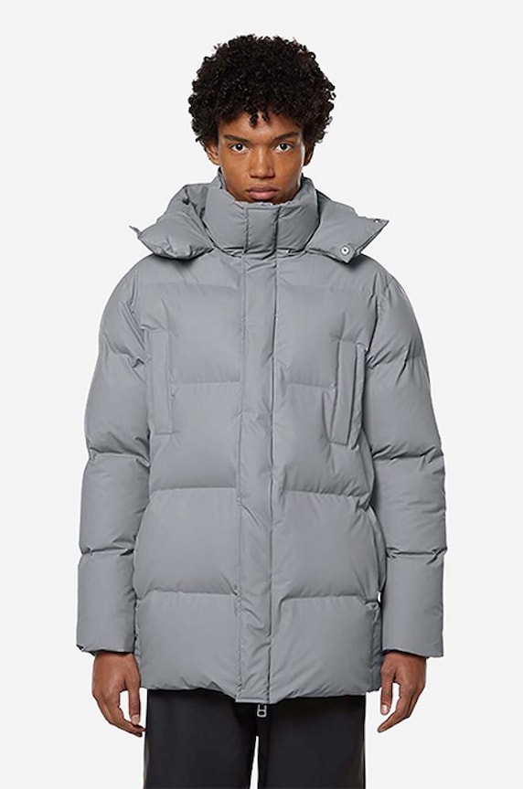 Rains jacket Hooded Puffer Coat with gray 1524.ROCK