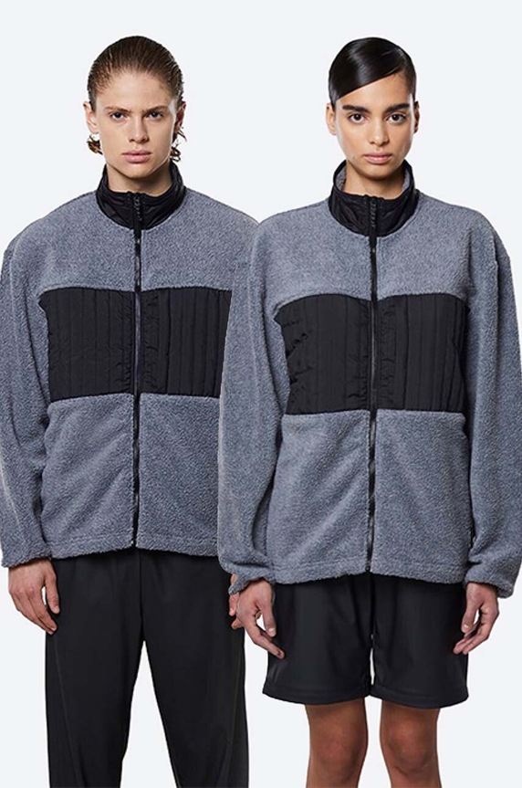 Bunda Rains Fleece Jacket bez kapuce šedá 1852.HEATHERGREY