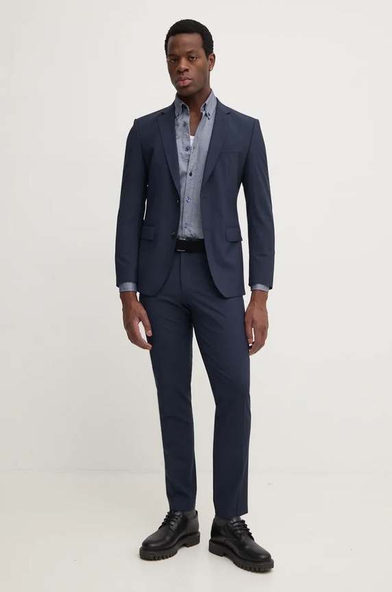 BOSS garnitur wełniany tkanina niebieski 50493667