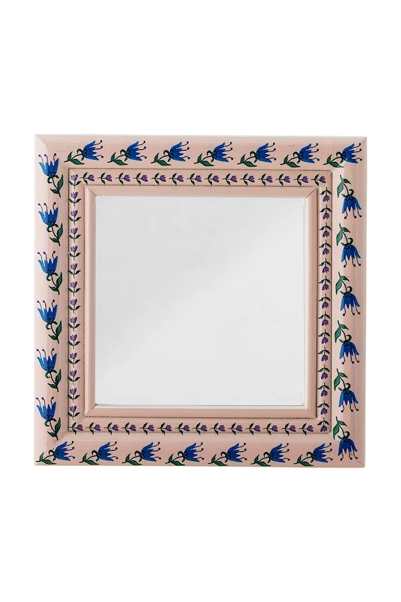 Stensko ogledalo Bloomingville Badia 30 x 30 x 2,5 cm roza 82065009