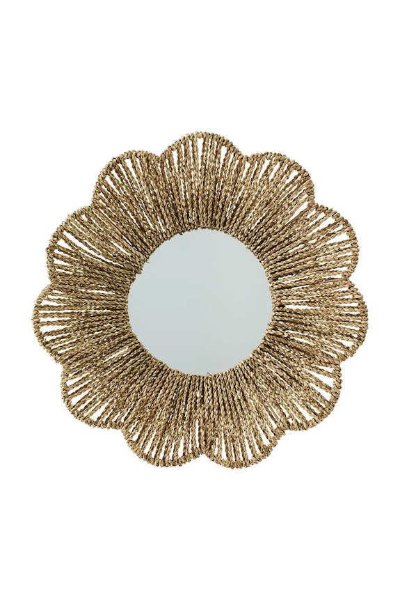 J-Line зеркало настенное из морской травы 50 x 50 x 10 cm бежевый 63897