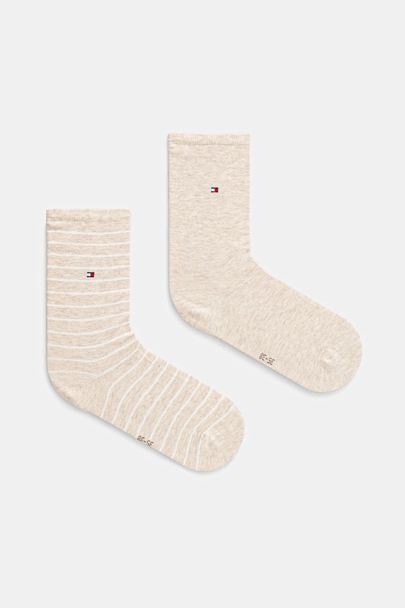 Κάλτσες Tommy Hilfiger 2-pack εμπριμέ μπεζ 100001494