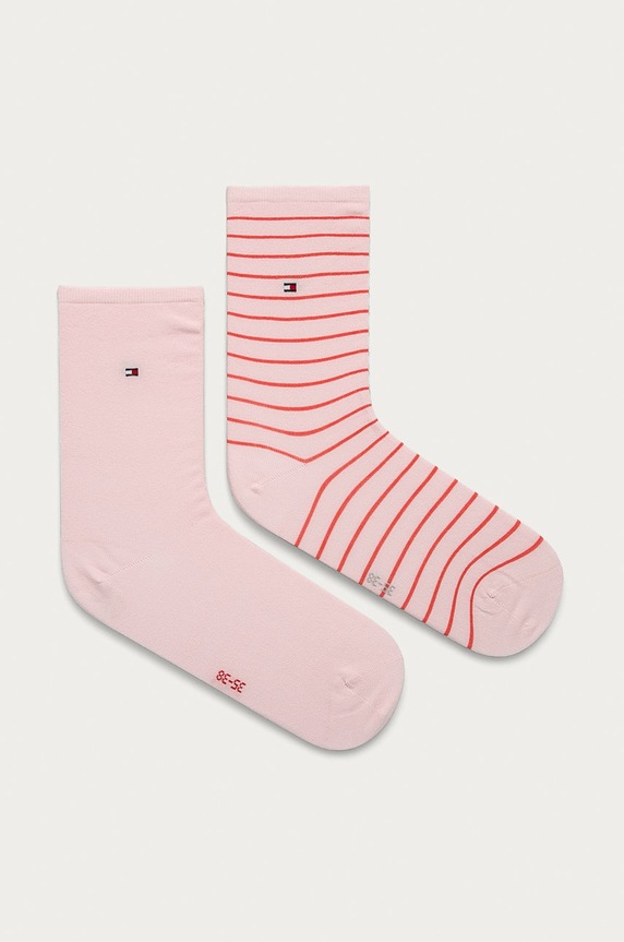Čarape Tommy Hilfiger 2-pack bez uzorka roza 100001494