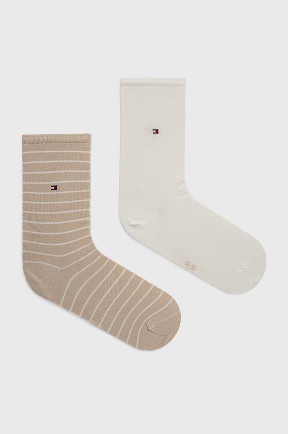 Ponožky Tommy Hilfiger 2-pack dlouhé ponožky béžová 100001494