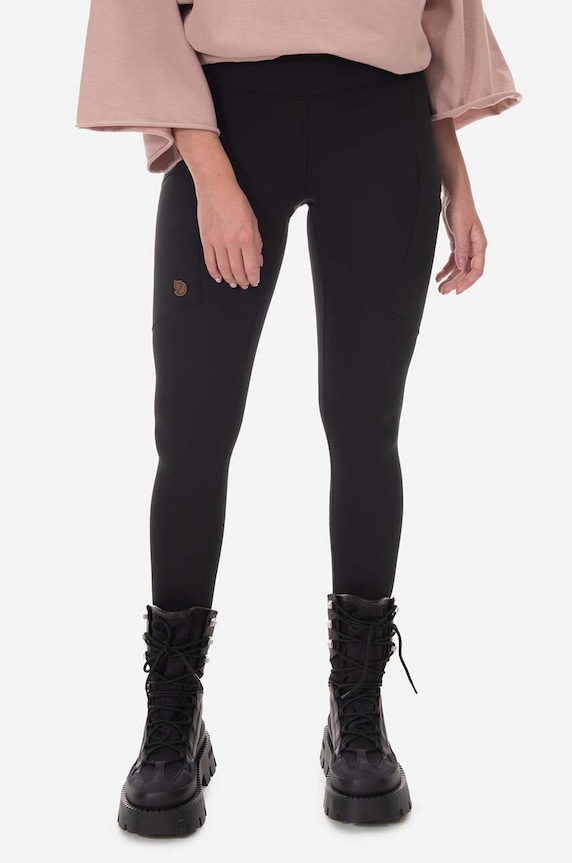 Fjallraven legging Abisko Tights elasztánnal fekete F84773.550