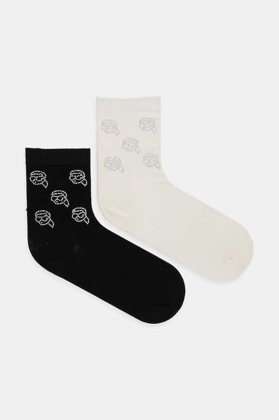 Ponožky Karl Lagerfeld IKON RHINESTONE 2-pack dlouhé ponožky černá A1W47103
