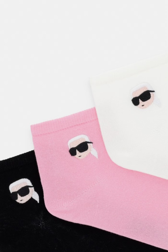 Karl Lagerfeld čarape za žene K/IKON 3-pack A4W47036 roza AW25