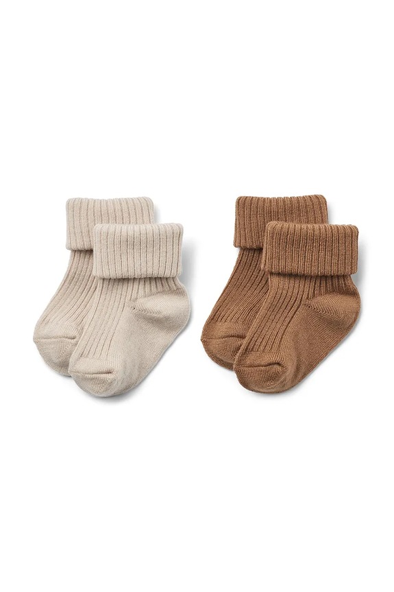 Wheat skarpetki z dodatkiem wełny dziecięce 2-pack brązowy 1924k.588