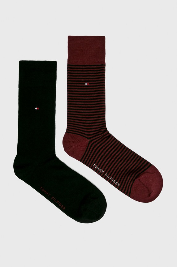Tommy Hilfiger - Ponožky (2 pack) dlouhé ponožky burgundské 342029