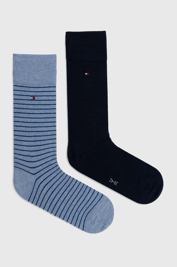 Tommy Hilfiger skarpety męskie z bawełną 2-pack skarpetki długie granatowy 100001496.NOS