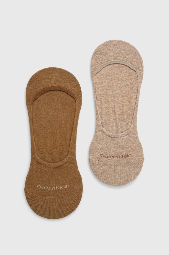Κάλτσες Calvin Klein 2-pack κοντές κάλτσες καφέ 701218708.NOS