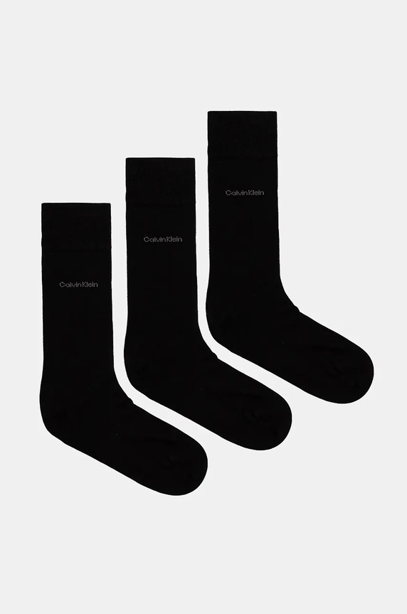 Ponožky Calvin Klein 3-pack dlouhé ponožky černá 701226014.NOS