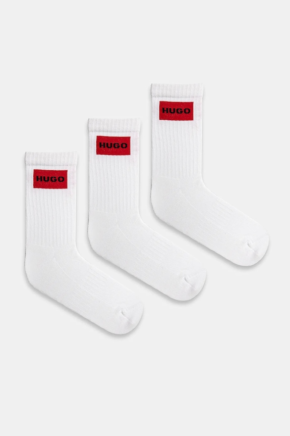 HUGO skarpetki 3-pack 3P QS RIB LABEL CC skarpetki długie biały 50531515
