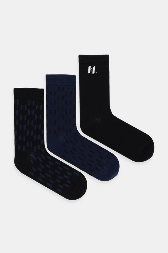 Κάλτσες Karl Lagerfeld 3-pack ψηλές κάλτσες μαύρο A4M47040