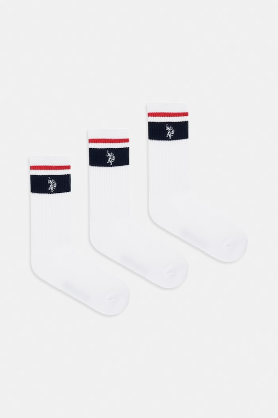 Κάλτσες U.S. Polo Assn. BRAND STRIPE SPORTS 3-pack ψηλές κάλτσες λευκό MUP3452