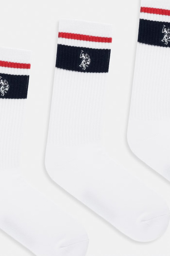 Κάλτσες U.S. Polo Assn. BRAND STRIPE SPORTS 3-pack MUP3452 λευκό AA00