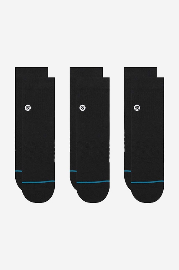 Stance zokni Icon Quarter 3 pár hosszúszárú zokni fekete A356A21IQP