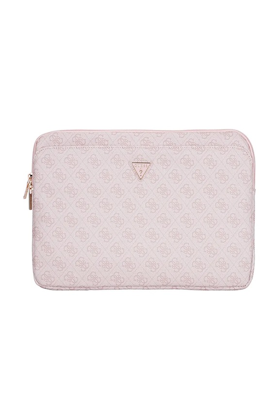 Guess husă laptop Sleeve 14" 4G Zipper Pocket Triangle Logo roz GUCS14ZP4DPTP