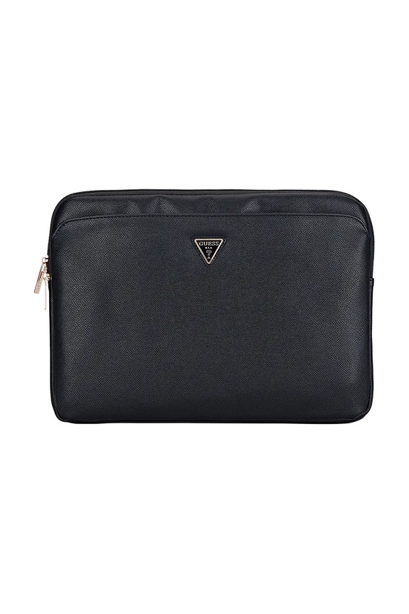 Guess laptop táska Sleeve 14" Grained Zipper Pocket Triangle Logo fekete GUCS14ZPGTSPSK