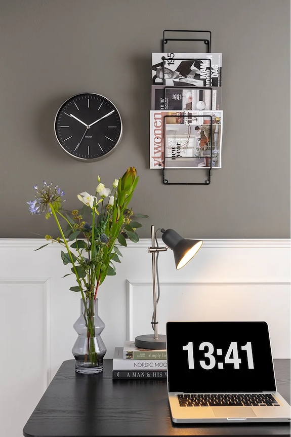 Present Time suport pentru reviste montat pe perete negru CR120BK