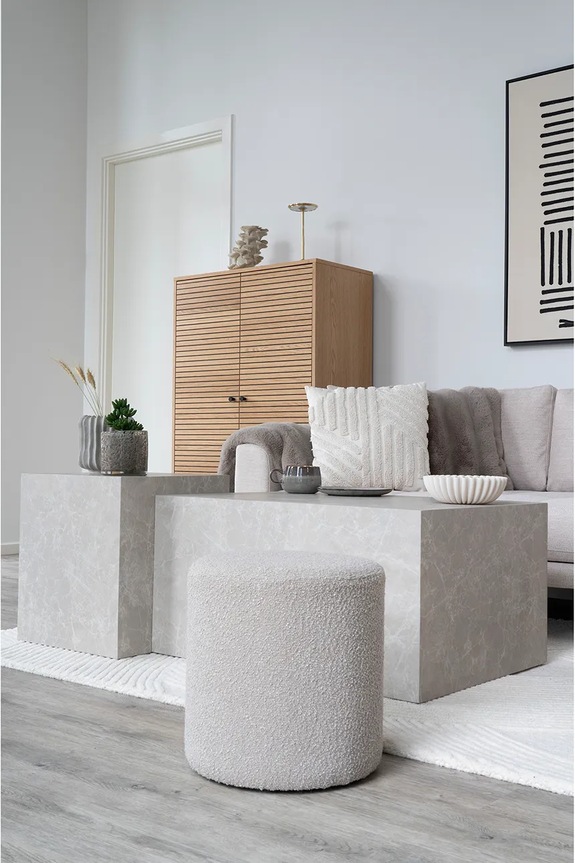 House Nordic pouf Ejby 34 x 36 cm 1501114 beige AA00