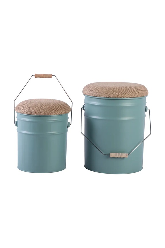 Табурет с местом для хранения Leitmotiv Buckets 39 x 31 cm 2 шт бирюзовый LM2263GR