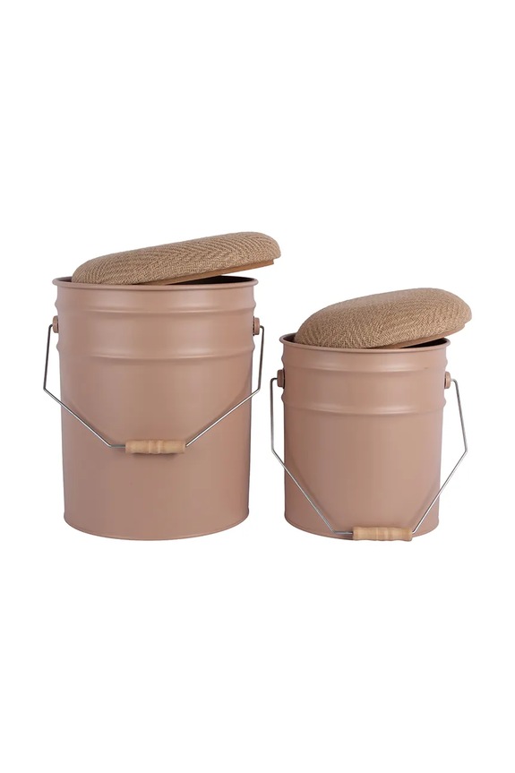 Σκαμπό με χώρο αποθήκευσης Leitmotiv Buckets 39 x 31 cm 2-pack μπεζ LM2263LB