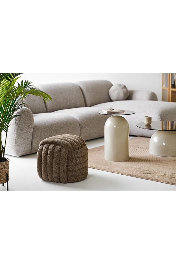 House Nordic Taburet din material textil 48 x 48 x 43 cm maro 1501246