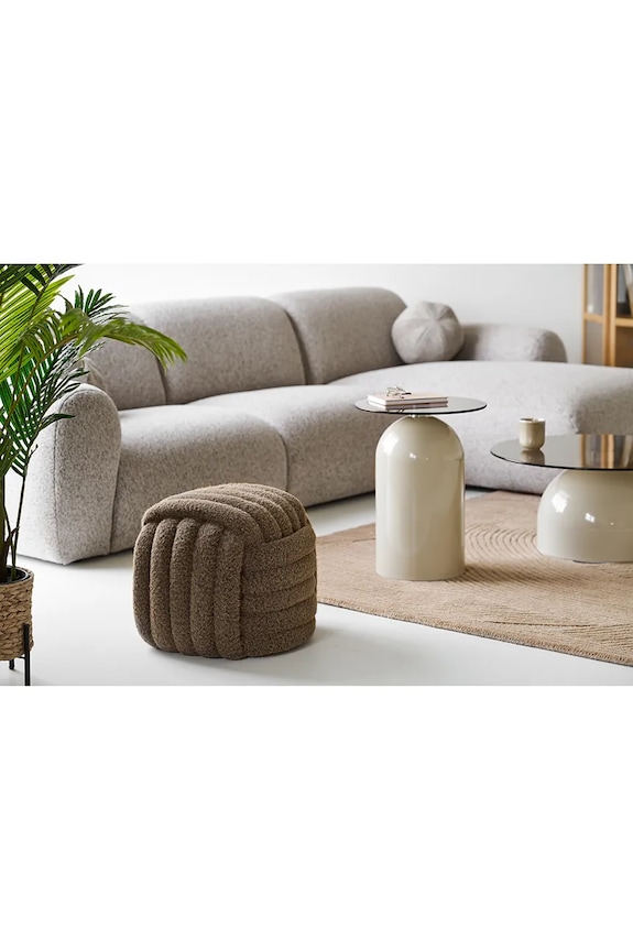 House Nordic Taburet din material textil 48 x 48 x 43 cm maro 1501246