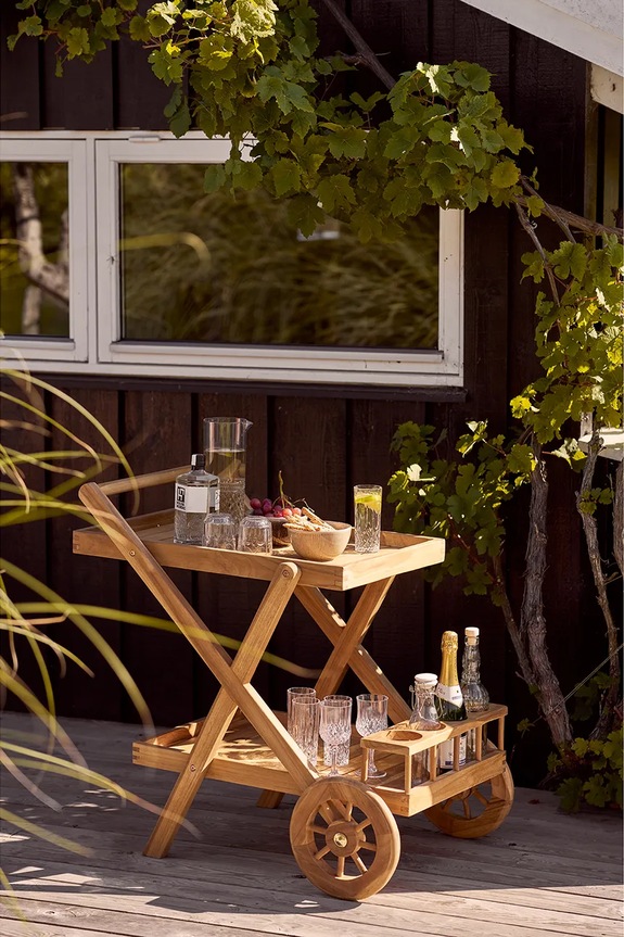 House Nordic mebel z kółkami z drewna teak 50 x 86 x 81 cm 3301500