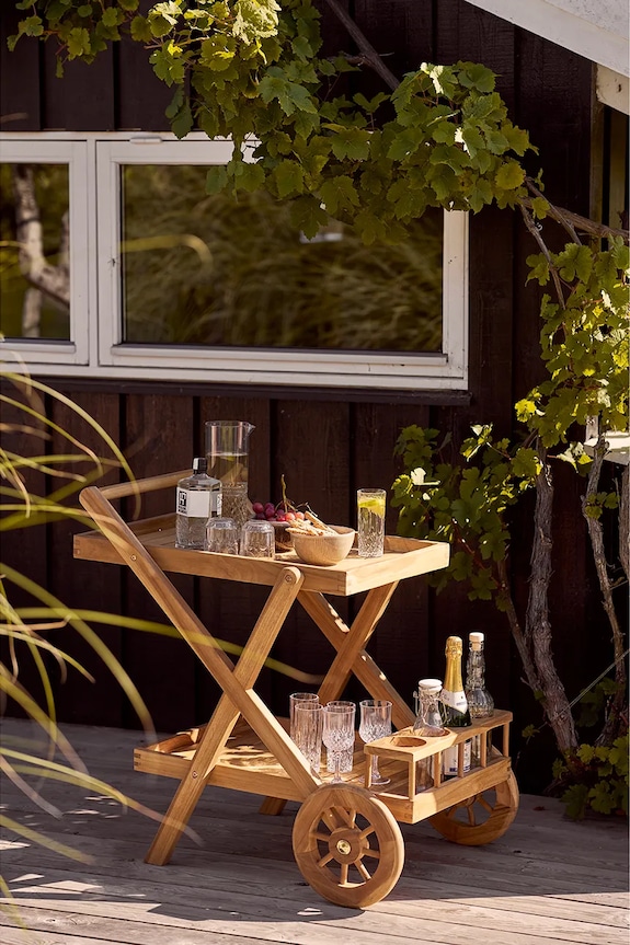 House Nordic mebel z kółkami z drewna teak 50 x 86 x 81 cm 3301500